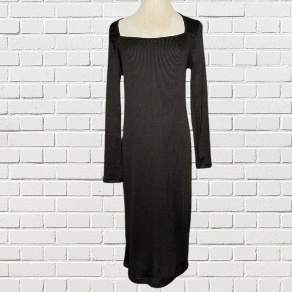 Banana Republic Factory | Dresses | Banana Republic Factory Square Neck  Ribbed Long Sleeve Midi Dress | Poshmark